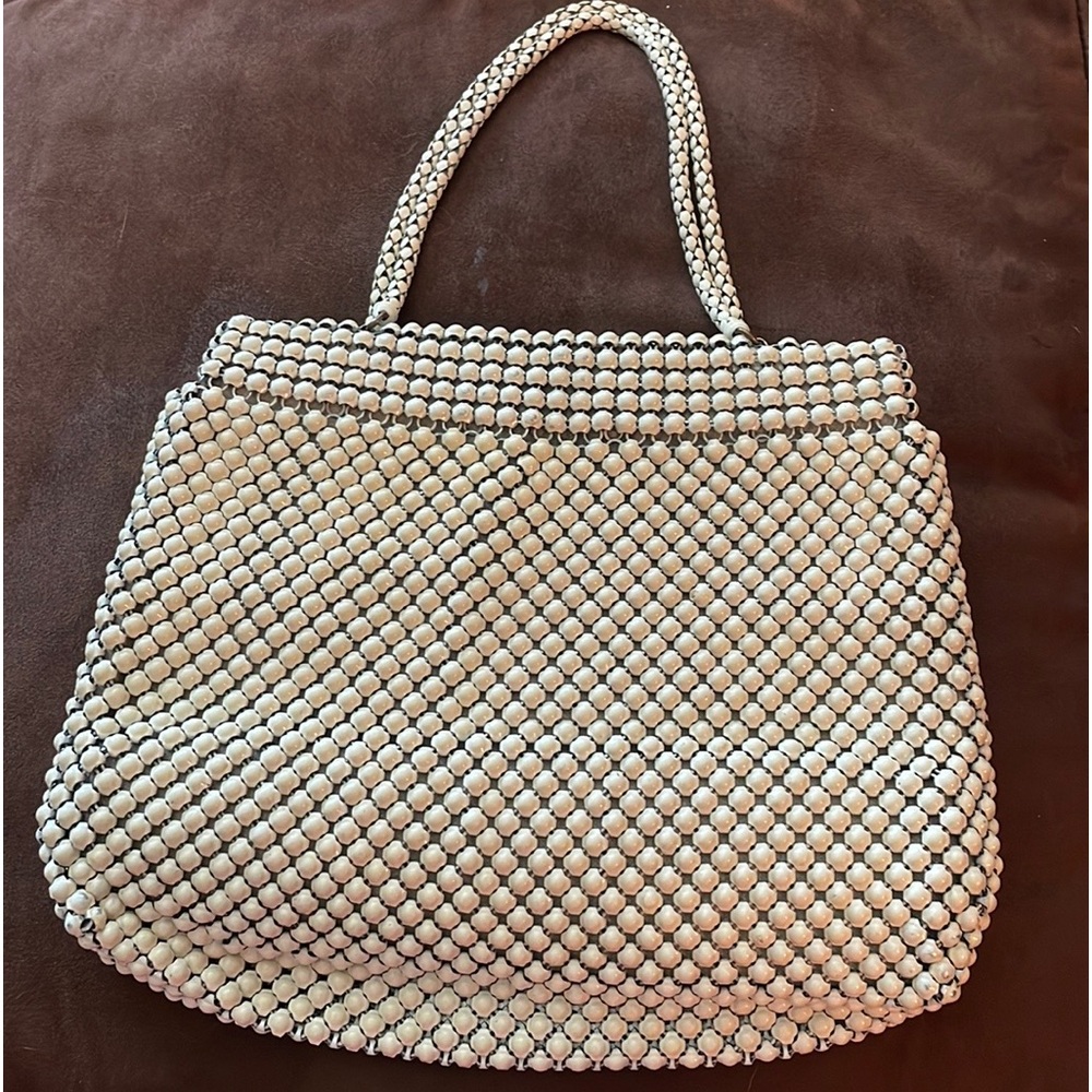 Whiting And Davis Cream Enamel Mesh Purse - image 1